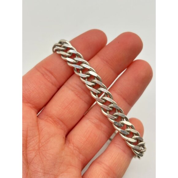Italian 925 Sterling Silver Curb Chain Bracelet - Picture 4 of 7
